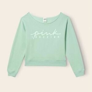 PINK Victoria's Secret Cropped Mint Green Sweatshirt Nwt